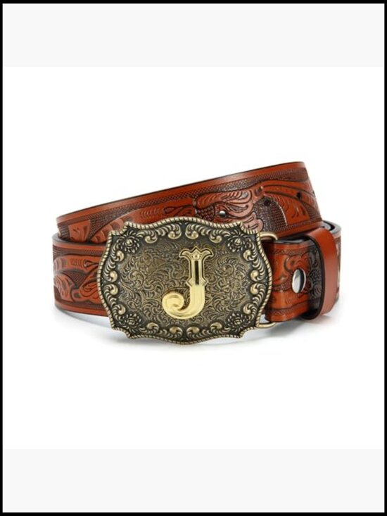 Aswitnove Mens Western Leather Buckle Belts, Cowboy Long  Men\'s Western Cowboy Belt with Longhorn Bull Buckle, Premium Cowhide Leather